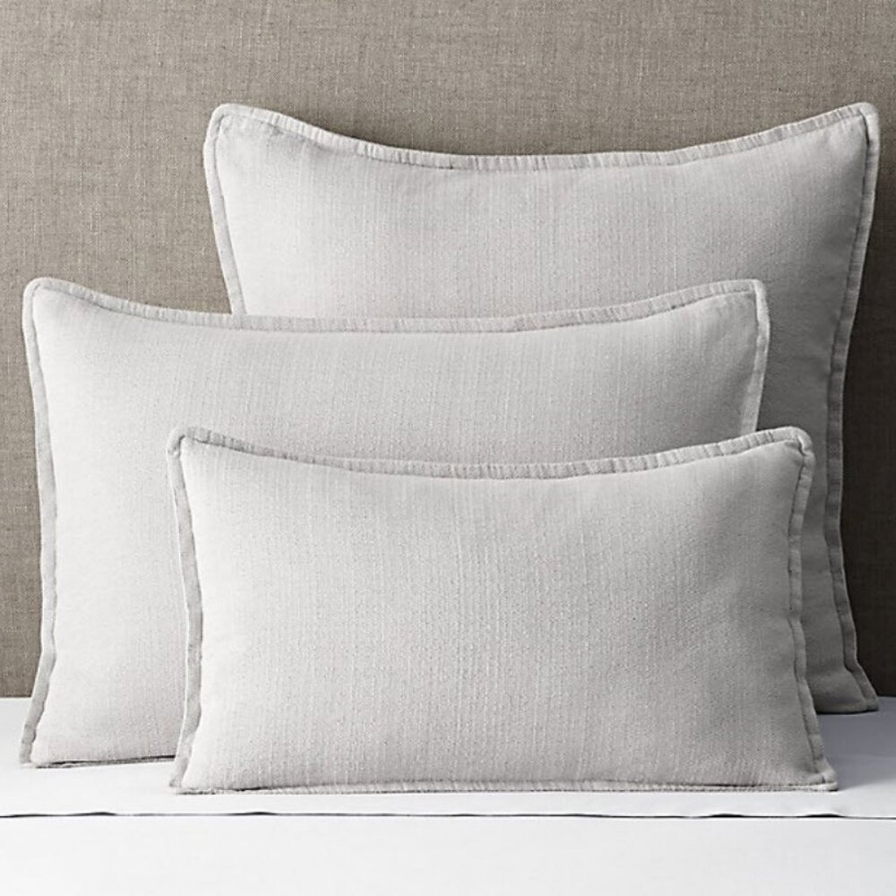 Restoration Hardware Luca Linen Cotton Weave Pillow Shams Grey Mist Standard